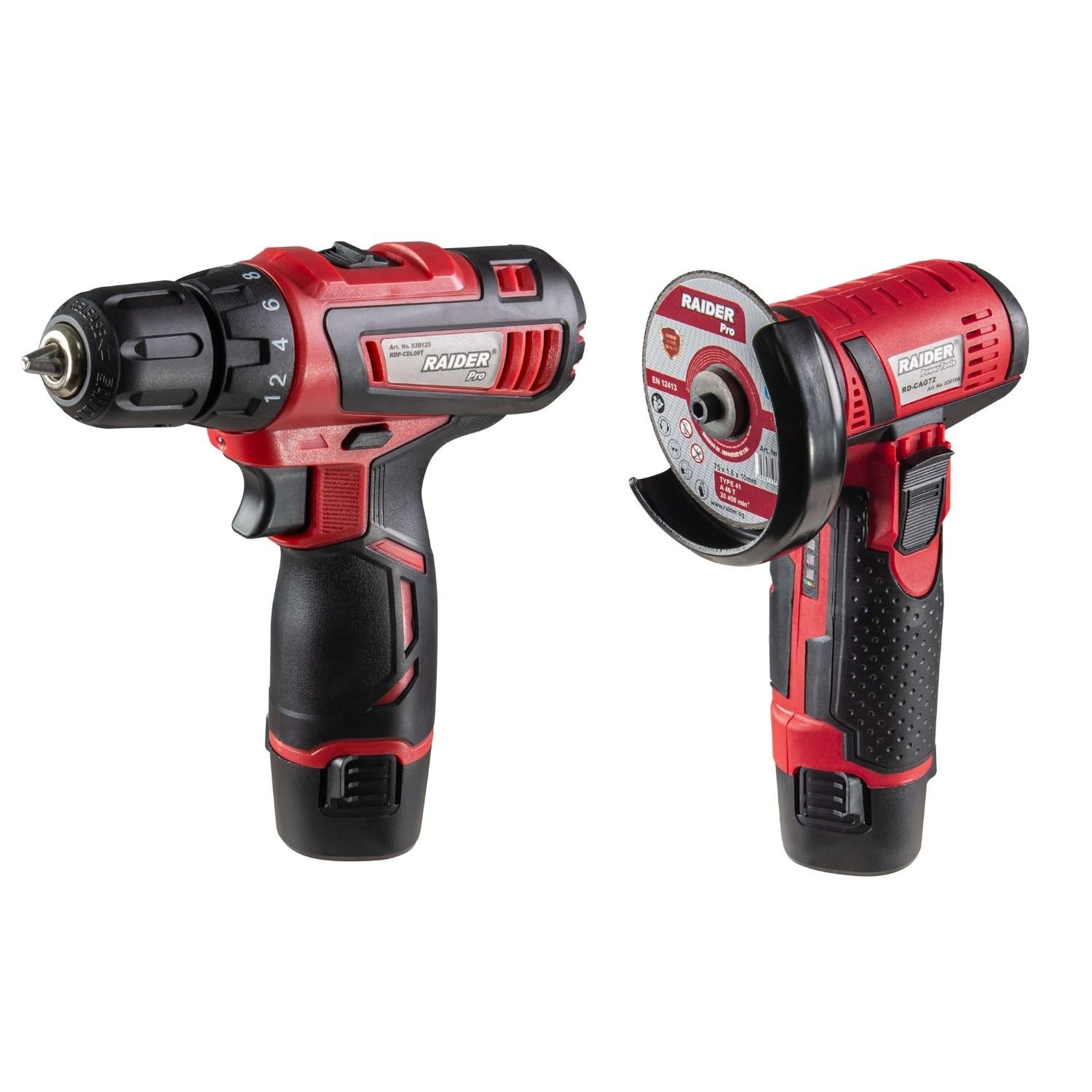 RAIDER Σετ Γωνιακός τροχός & δράπανο 12V 2x2Ah RDP-CDLCAG03 030168