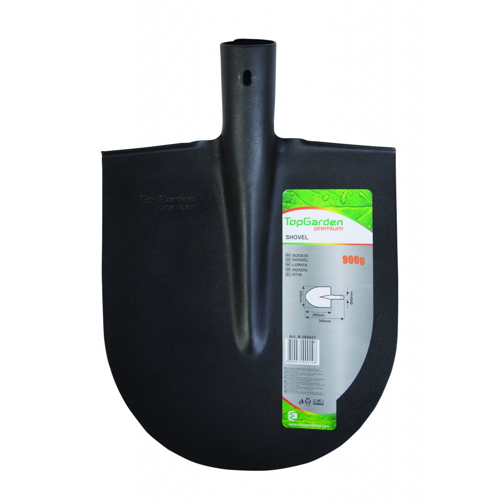 TOP GARDEN Φτυάρι στρογγυλό-ίσιο μαύρο 380457