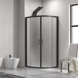Καμπίνα ημικυκλική με σατινέ κρύσταλλο FLORA 200 Black KARAG