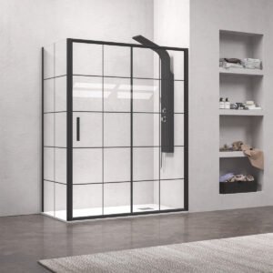 Καμπίνα από τοίχο σε τοίχο με frame κρύσταλλο EFE 400 Black KARAG 120x190cm