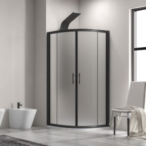 Καμπίνα ημικυκλική με σατινέ κρύσταλλο FLORA 200 Black KARAG 90x90x190cm