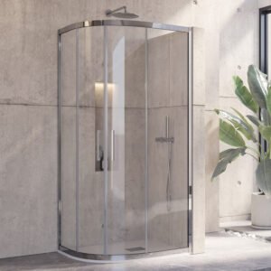 Καμπίνα ημικυκλική με διάφανο κρύσταλλο INOX 200 Cromo KARAG 80x80x190cm