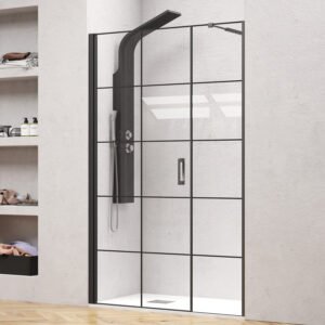 Καμπίνα από τοίχο σε τοίχο με frame κρύσταλλο NERO 5 PORTA Black KARAG 94x200cm (30cm σταθερό)