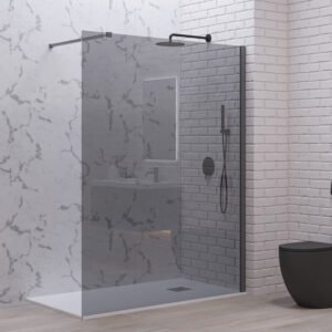 Σταθερό διαχωριστικό ντουζιέρας με fume κρύσταλλο WALKIN 1 Gun Metal KARAG 100x200cm
